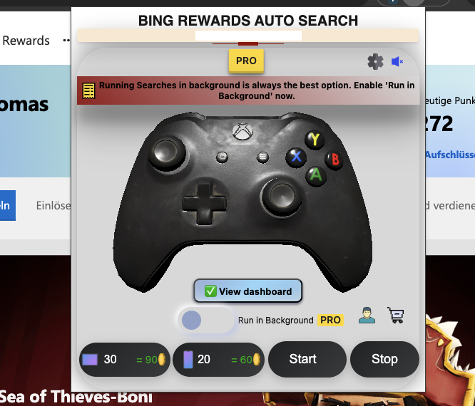 Microsoft Bing Rewards Farming leicht gemacht – mit der Chrome Extension Bing Rewards Auto Search 1 Bing Rewards Farming of daily Points with Chrome Browser Extension